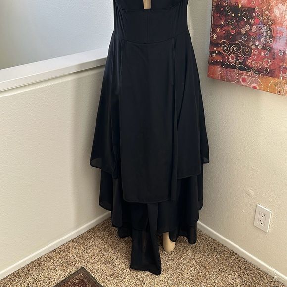 A.W.A.K.E. MODE Layered Wool-Blend Midi Dress Black Size 10 - Picture 10 of 11